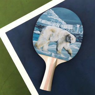 Arctic Polar Bear Blue Ping Pong Paddle
