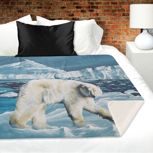 Arctic Polar Bear Blue Sherpa Blanket (Creator Uploaded)
