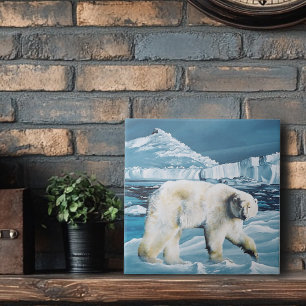 Arctic Polar Bear Blue Tile