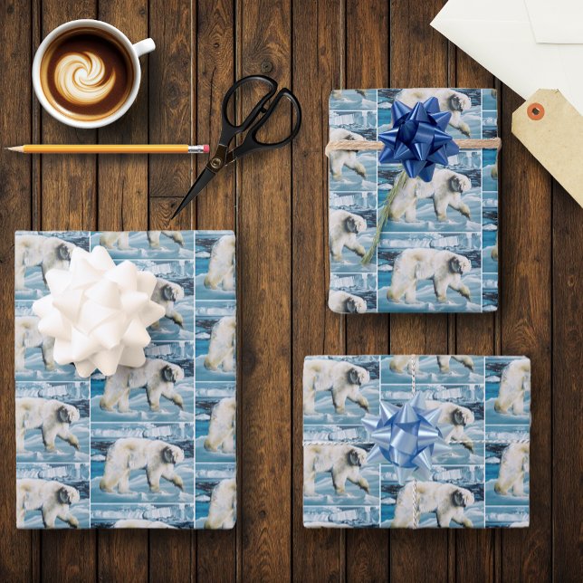 Arctic Polar Bear Blue Wrapping Paper Sheet (Creator Uploaded)