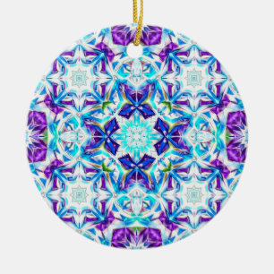 Arctic Prism — Colorful Snowflake Mandala Ceramic Ornament