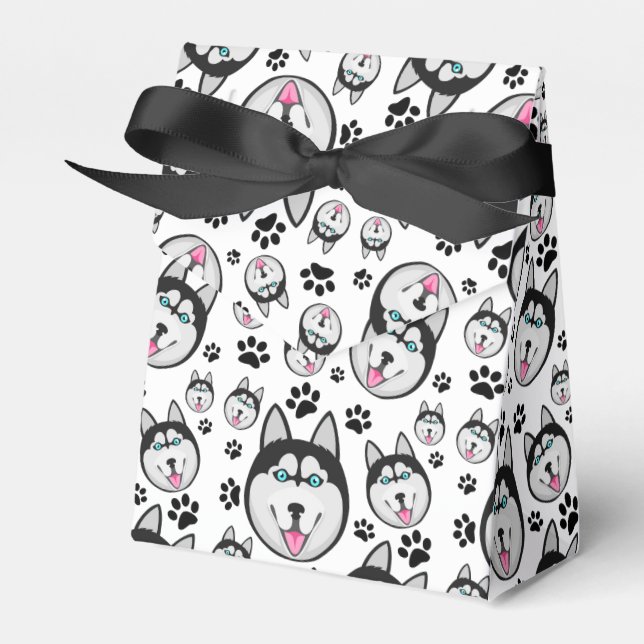 Arctic Puppy Siberian Husky Big Sled Dog Favor Box (Front Side)