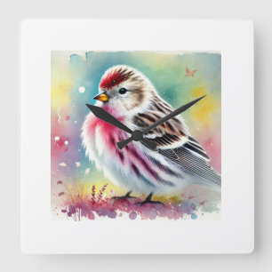 Arctic redpoll 211024AREF151 - Watercolor Square Wall Clock
