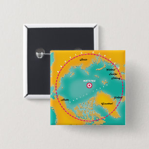 Arctic Region north pole map 2 Inch Square Button