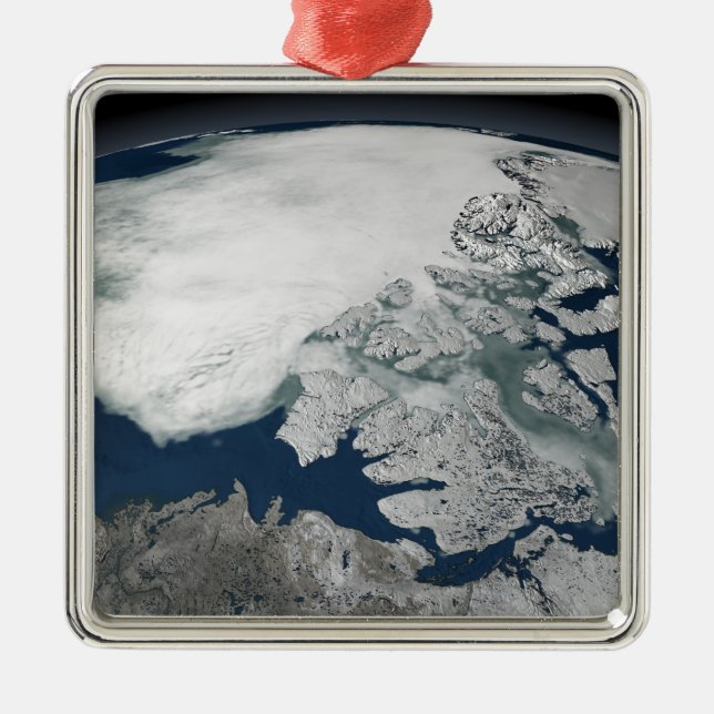 Arctic sea ice above North America Metal Ornament (Front)