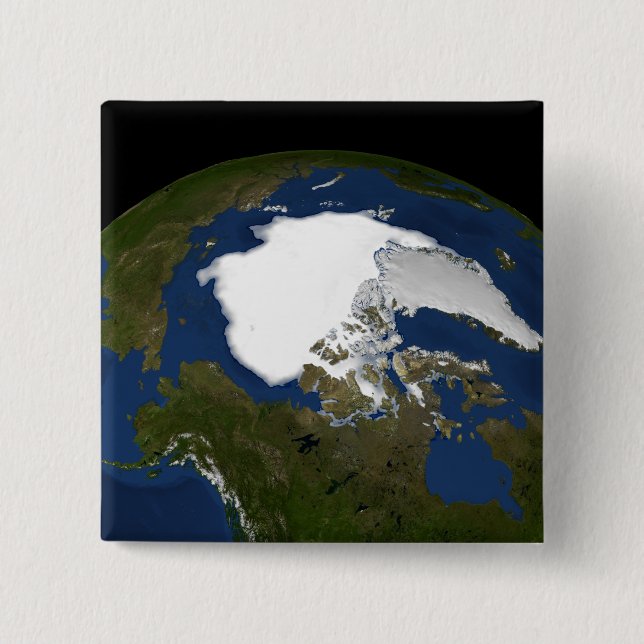 Arctic sea ice in 2005 2 inch square button (Front)