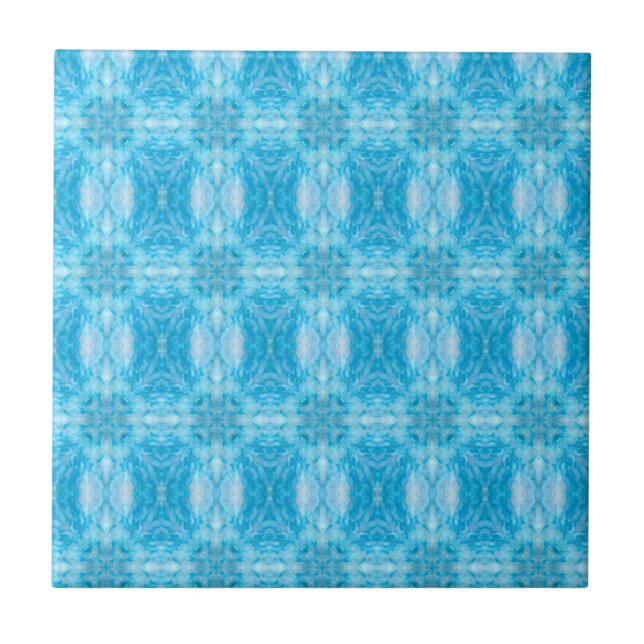 Arctic sky blue geometric pattern tile (Front)