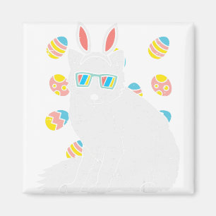 Arctic Snow Fox Bunny Ears Glasses Eggs Easter Ani Magnet