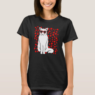 Arctic Snow Fox Heart Glasses Valentines Day Anima T-Shirt