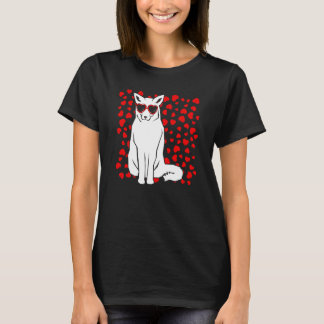 Arctic Snow Fox Heart Glasses Valentines Day Anima T-Shirt