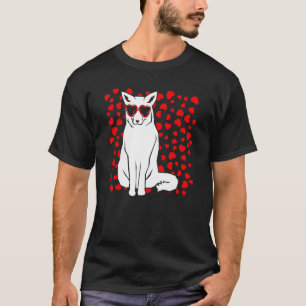 Arctic Snow Fox Heart Glasses Valentines Day Anima T-Shirt