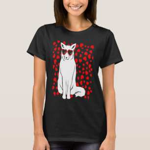 Arctic Snow Fox Heart Glasses Valentines Day Anima T-Shirt