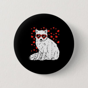 Arctic Snow Fox Heart Gles Valentines Day Animal G 2 Inch Round Button