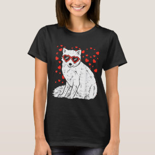 Arctic Snow Fox Heart Gles Valentines Day Animal G T-Shirt