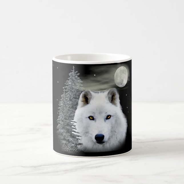 arctic snow wolf coffee mug (Center)