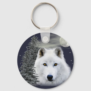 arctic snow wolf keychain