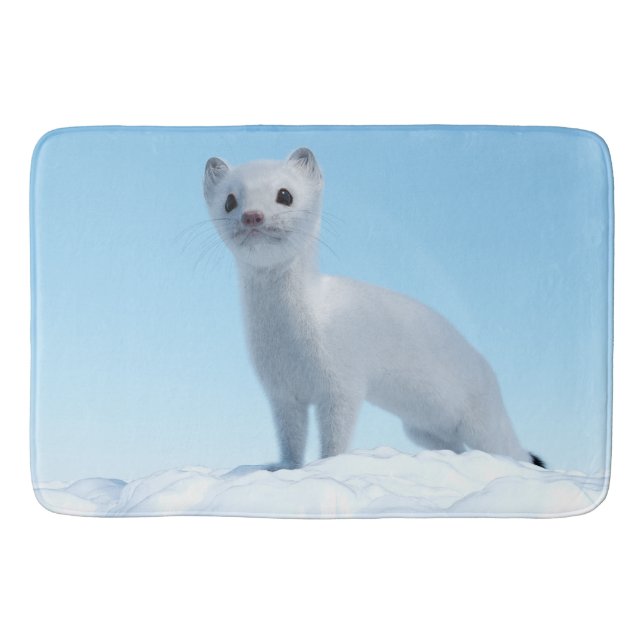 Arctic Weasel Charm Bath Mat (Front)