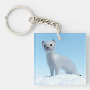 Arctic Weasel Charm Keychain