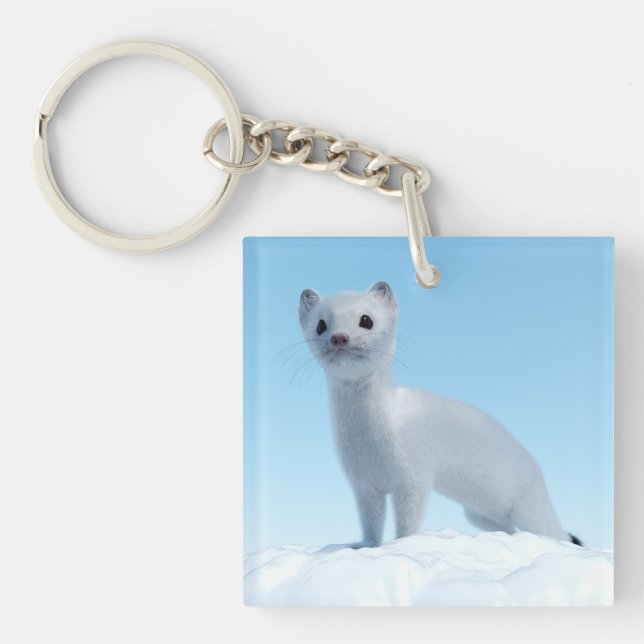 Arctic Weasel Charm Keychain (Front)