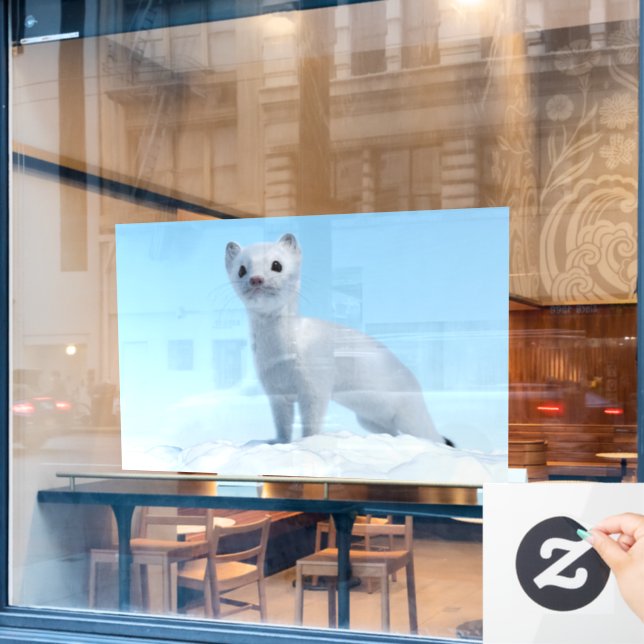 Arctic Weasel Charm Window Cling (Cafe Window)