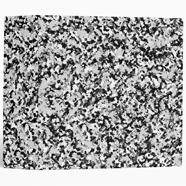 Arctic White Grey Black Camo Camouflage Binder (Front/Spine)