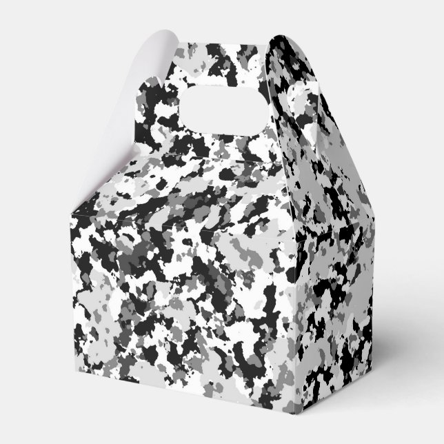 Arctic White Grey Black Camo Camouflage Party Favor Box (Front Side)