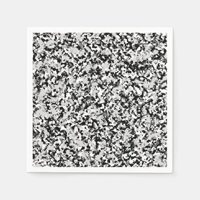 Arctic White Grey Black Camo Camouflage Party Napkin (Front)