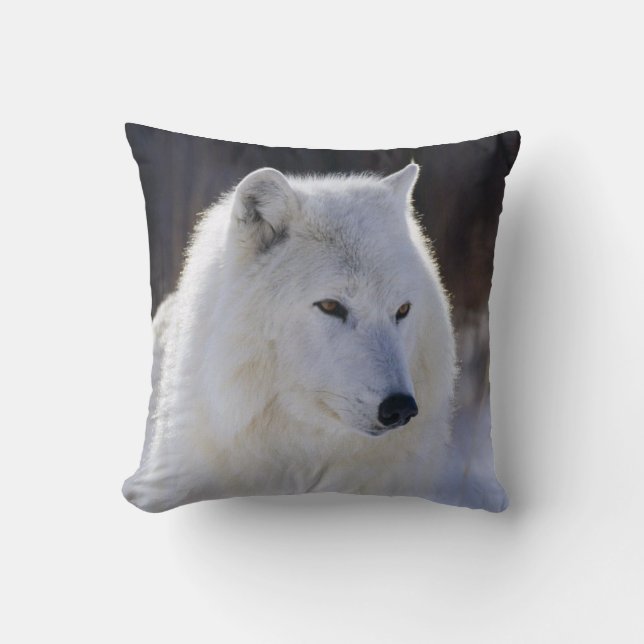 Arctic White Wolf Pillow (Front)