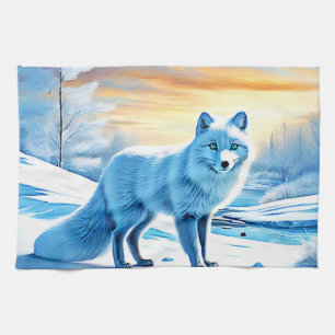 Arctic Winter Fox Snow Kitchen Towel