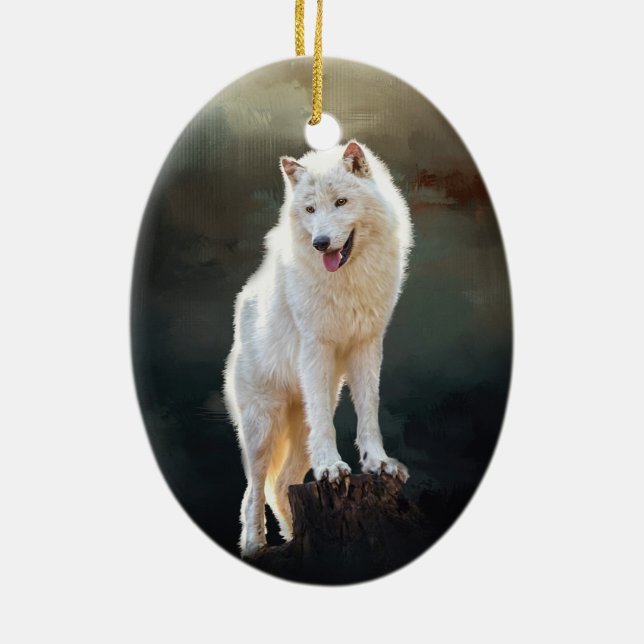 Arctic wolf ceramic ornament (Back)