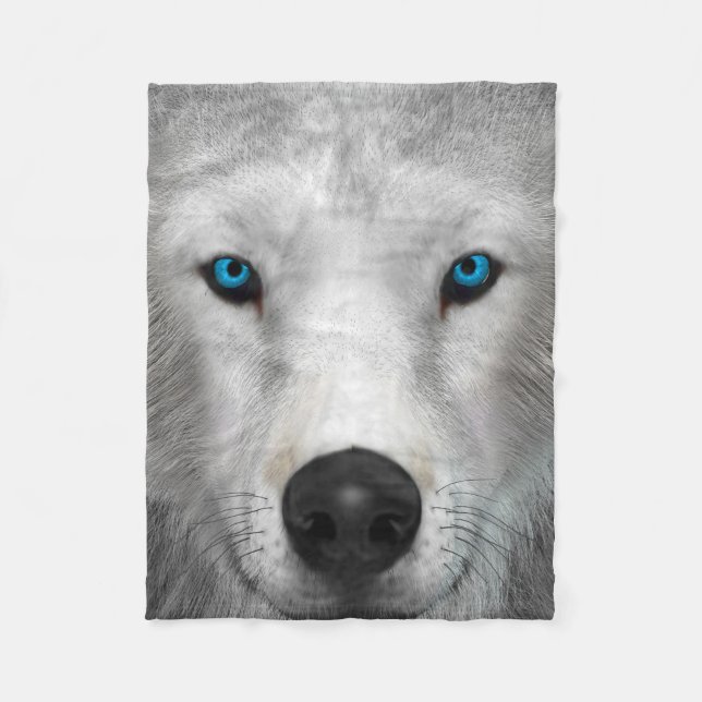 Arctic Wolf Fleece Blanket (Front)