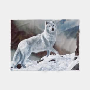 Arctic Wolf Fleece Blanket