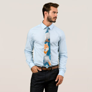 Arctic Wolf Geometric Colourful Custom Pattern Tie