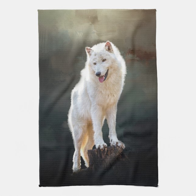 Arctic wolf kitchen towel (Vertical)