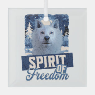 Arctic Wolf Spirit of Freedom Wildlife Design Glass Ornament