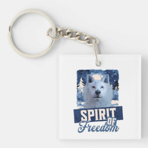 Arctic Wolf Spirit of Freedom Wildlife Design Keychain