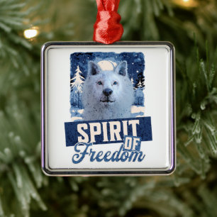 Arctic Wolf Spirit of Freedom Wildlife Design Metal Ornament