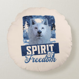 Arctic Wolf Spirit of Freedom Wildlife Design Round Pillow