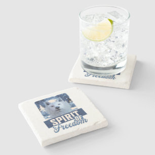 Arctic Wolf Spirit of Freedom Wildlife Design Stone Coaster