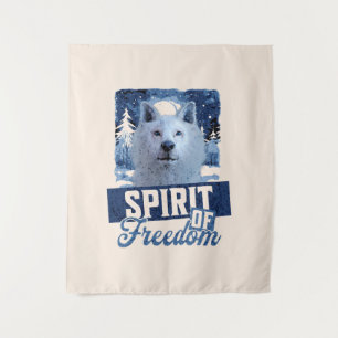 Arctic Wolf Spirit of Freedom Wildlife Design Tapestry