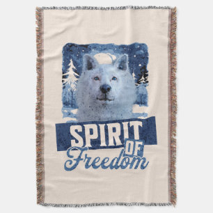 Arctic Wolf Spirit of Freedom Wildlife Design Throw Blanket
