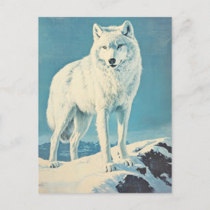 Arctic wolf vintage postcard