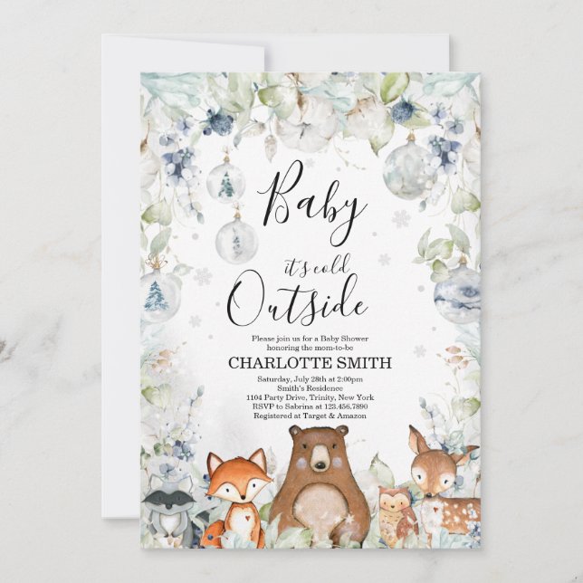 Arctic Woodland Baby Shower Invitation (Front)