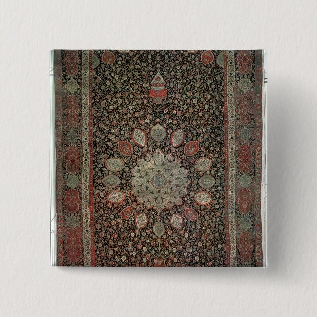 Ardabil carpet made for the mosque at Ardabil 2 Inch Square Button (Front)