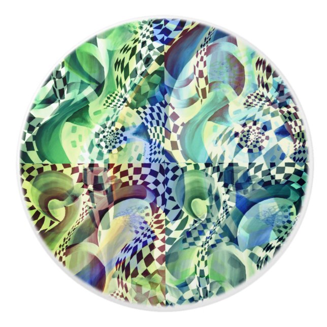 Ardeco Abstract Distortion Emerald Ceramic Knob (Front)