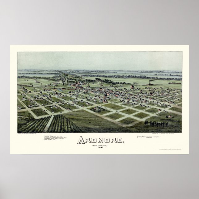 Ardmore, OK Panoramic Map - 1891 Poster (Front)