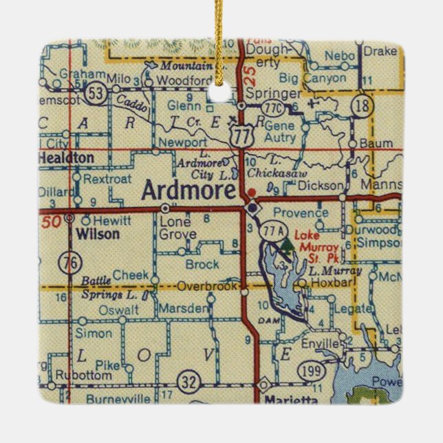 Ardmore OK Vintage Map Ceramic Ornament (Back)
