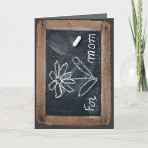 Ardoise 10 Flower for Mom Vinatge School Slate C Card