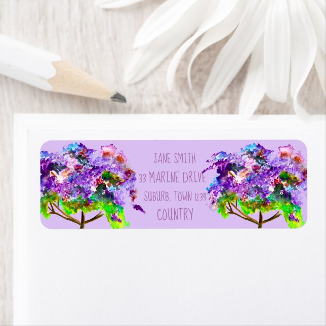 Ardoise d'aquarelle violette Jacaranda (En situation)