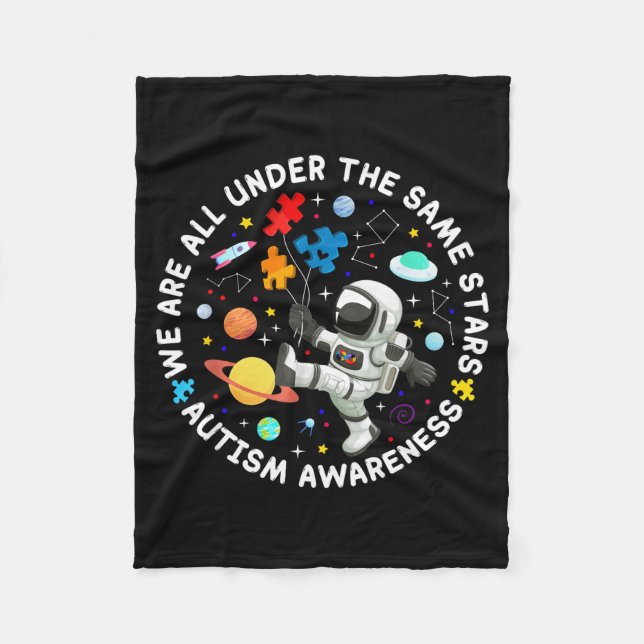Are under the same stars space autism awareness fleece blanket (Front)